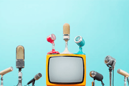 Microphones surrounding a TV