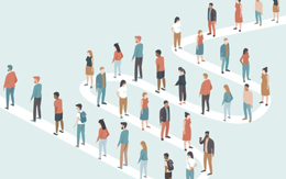 People in a long line